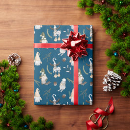 Weihnachtsstürme und Elche auf Blau Geschenkpapier