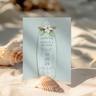 Weihnachtssurfboard Winter Beach Save the Date