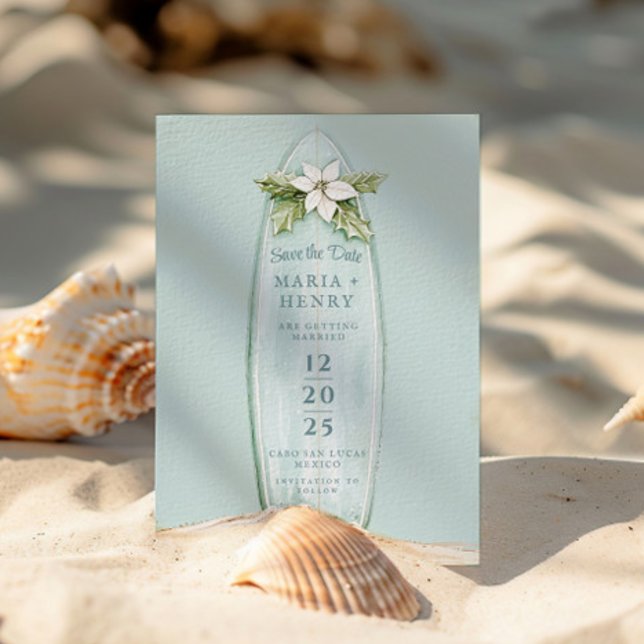 Weihnachtssurfboard | Winter Beach Save the Date (Von Creator hochgeladen)