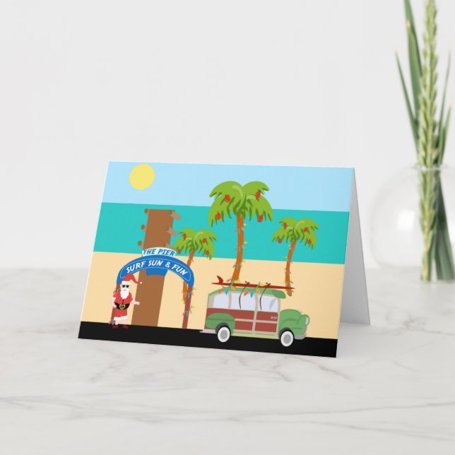 Weihnachtssurfen Feiertagskarte (Vorderseite)