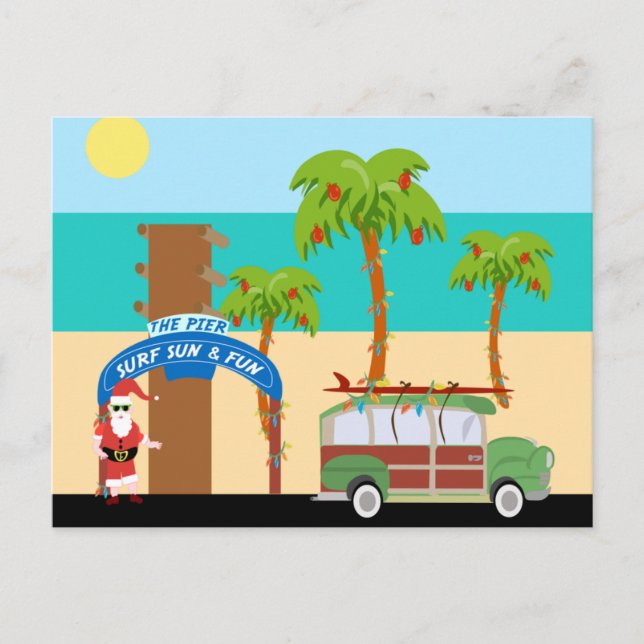 Weihnachtssurfen Feiertagspostkarte (Vorderseite)