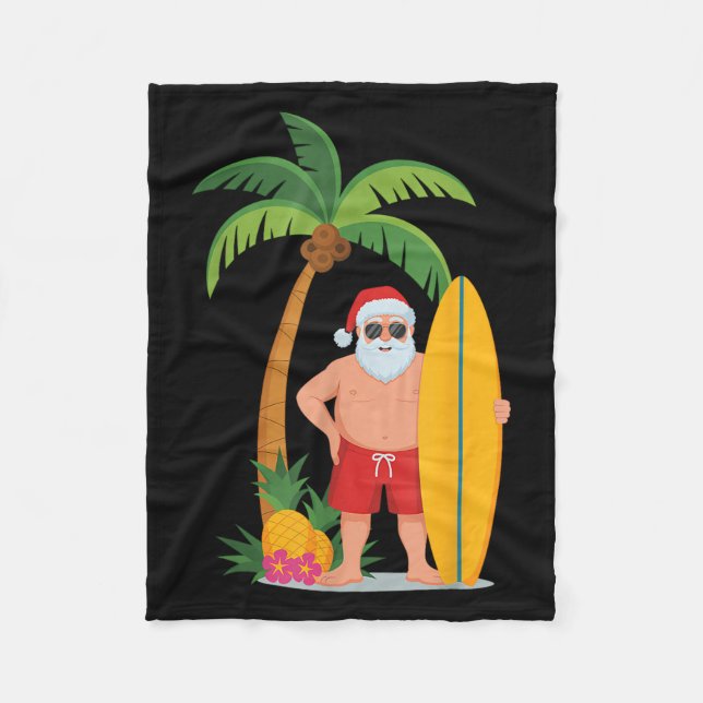 Weihnachtssurfen Santa Beach Ne Ferien Surfen Fleecedecke (Vorderseite)