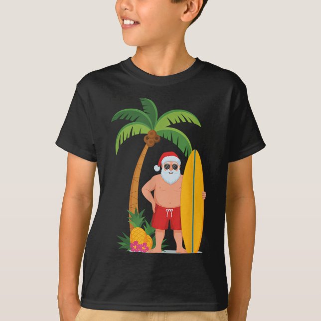 Weihnachtssurfen Santa Beach Ne Ferien Surfen T-Shirt (Vorderseite)