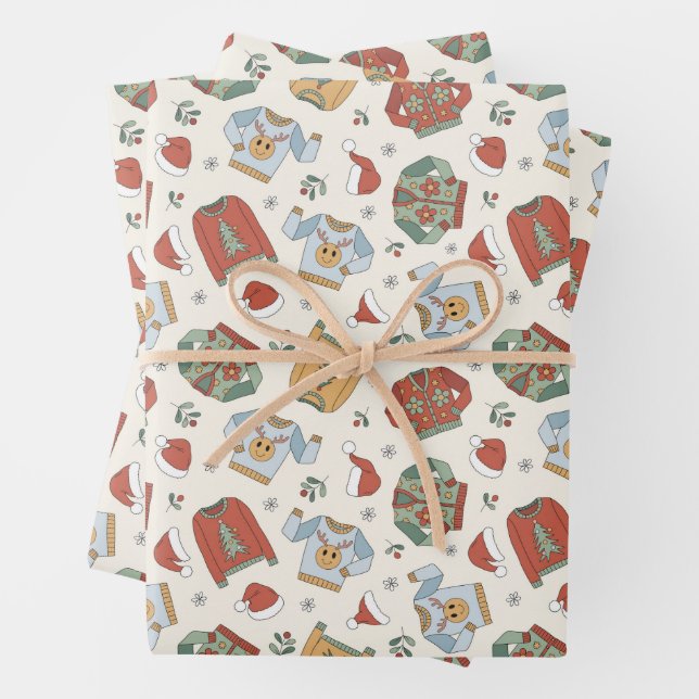 Weihnachtssüße und Hattern Muster Geschenkpapier Set (Beispiel)