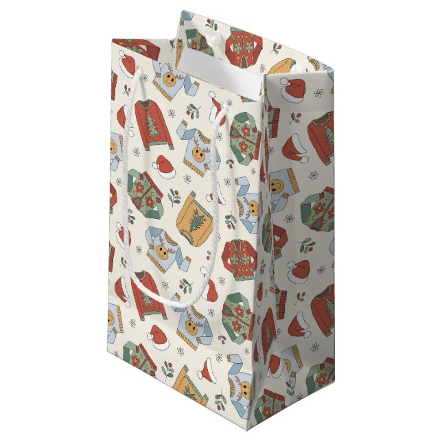 Weihnachtssüße und Hattern Muster Kleine Geschenktüte (Vorderseite Schrägansicht)