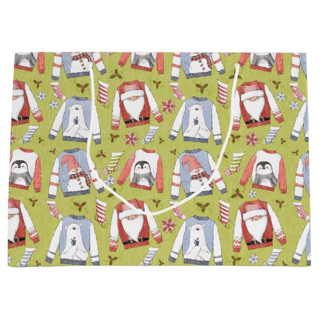 Weihnachtssüße und Strümpfe Große Geschenktüte (Vorderseite)