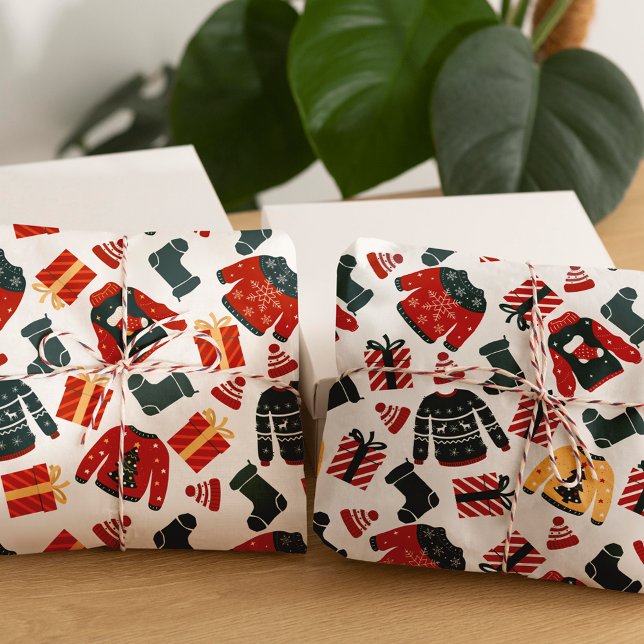 Weihnachtssüßer in Weiß, Rot und Grün Geschenkpapier Set (Von Creator hochgeladen)