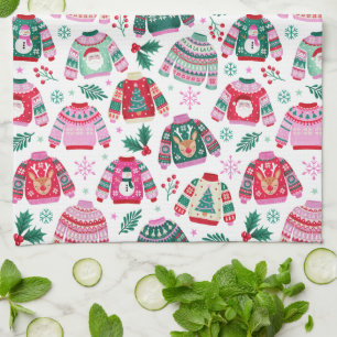 Weihnachtssüßer mit Weihnachtsmann und Rentier Geschirrtuch