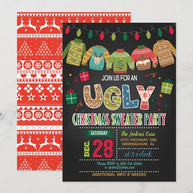 Weihnachtssüßer-Party Einladung (Vorne/Hinten)