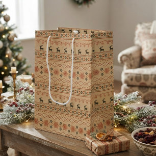 Weihnachtssüßer-Rentiermuster Mittlere Geschenktüte
