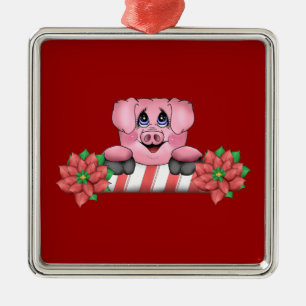 Weihnachtssüßigkeit kann Schwein-Verzierung Silbernes Ornament