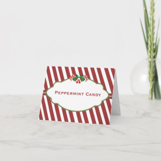 Weihnachtssüßigkeits-Buffet-Süßigkeitsnamenskarte Feiertagskarte