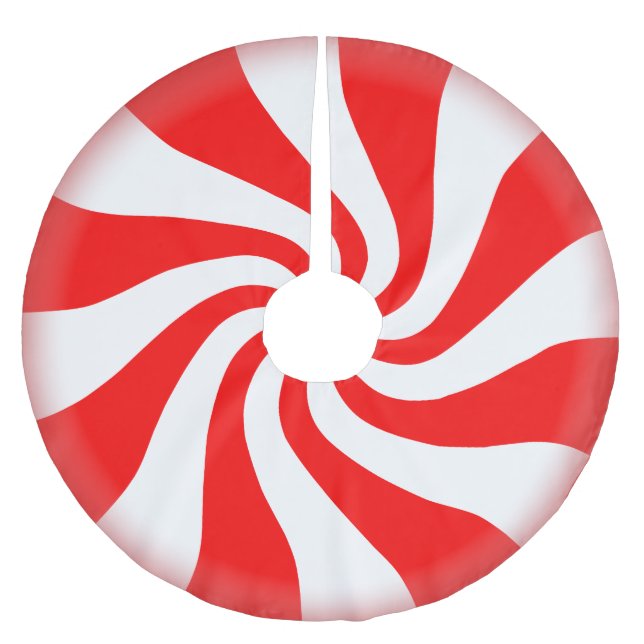 Weihnachtssüßigkeits-Pfefferminz Polyester Weihnachtsbaumdecke (Vorderseite)