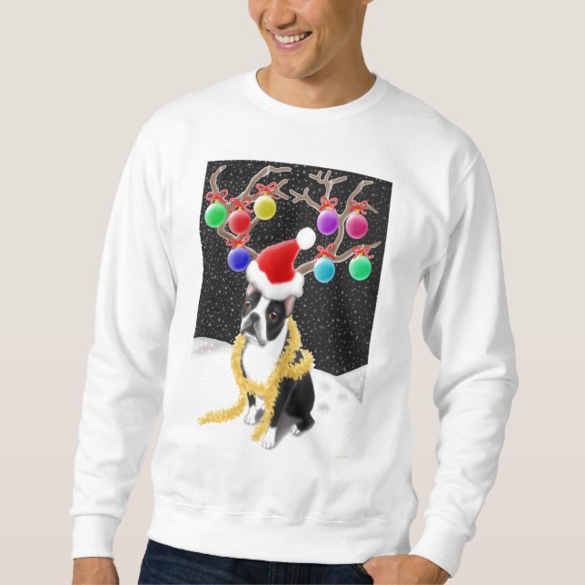 WeihnachtsSweatshirt Bostons Terrier Sweatshirt (Vorderseite)