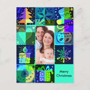 Weihnachtssymbole Foto Rahmen + Ihr Bild & Text Feiertagspostkarte