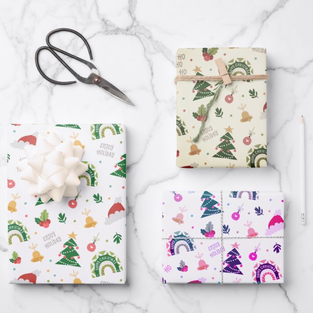 Weihnachtssymbole Geschenkpapier Set (Vorderseite)