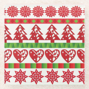 WeihnachtsSymbole Glasuntersetzer