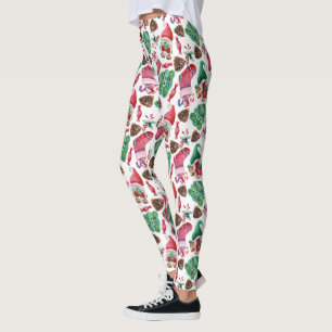 Weihnachtssymbole in Rot und Grün Leggings