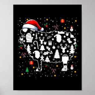 Weihnachtssymbole Santa Sheep Niedliche Form passt Poster