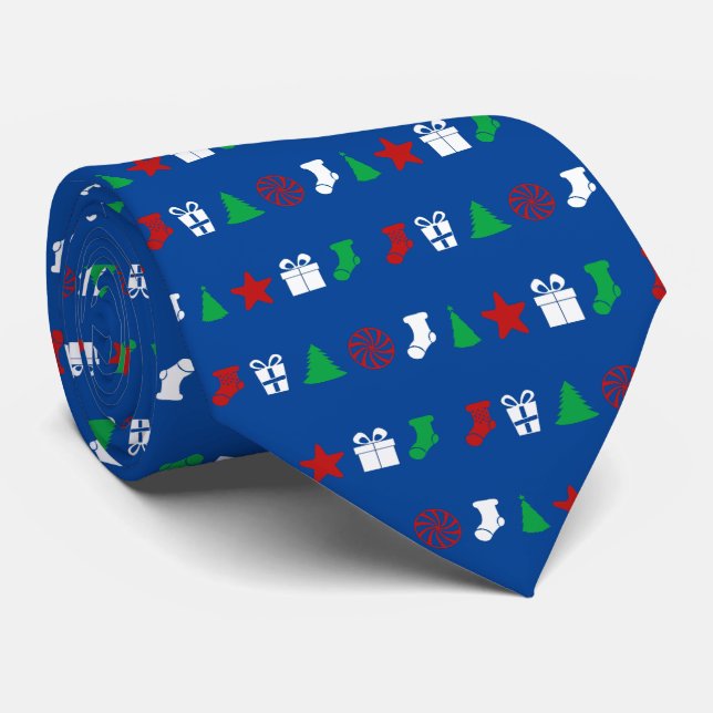 Weihnachtssymbole (Tri-Color) Krawatte (Gerollt)