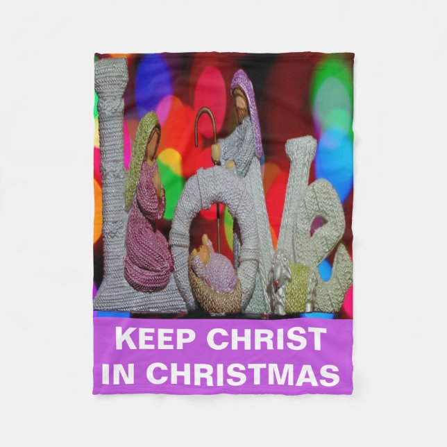 Weihnachtsszenario mit Liebe der Krippe Fleecedecke (Vorderseite)