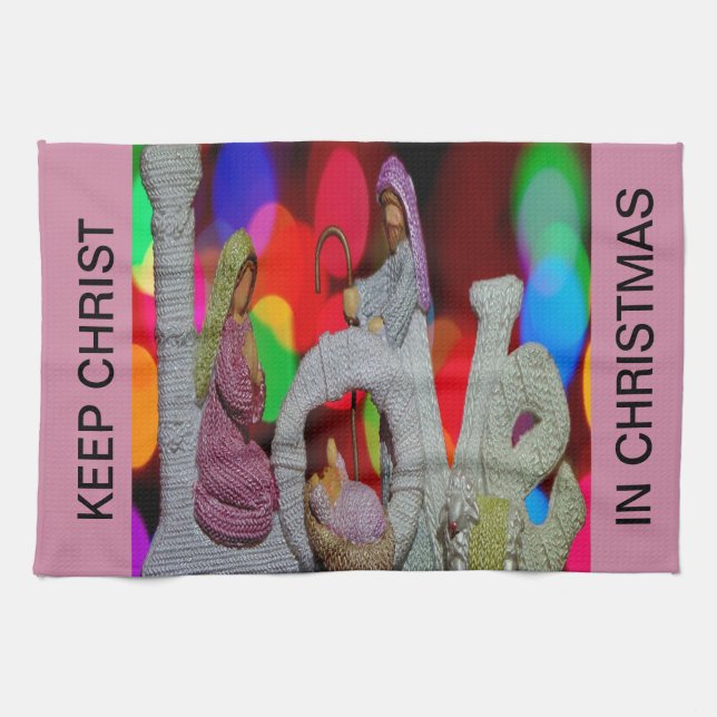 Weihnachtsszenario mit Liebe der Krippe Küchentuch (Horizontal)