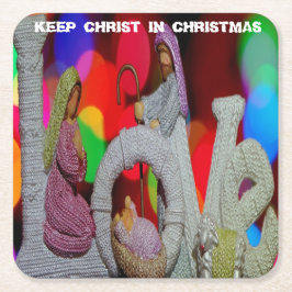 Weihnachtsszenario mit Liebe der Krippe Rechteckiger Pappuntersetzer