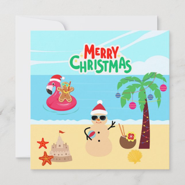 Weihnachtsszene am Strand Karte (Vorderseite)