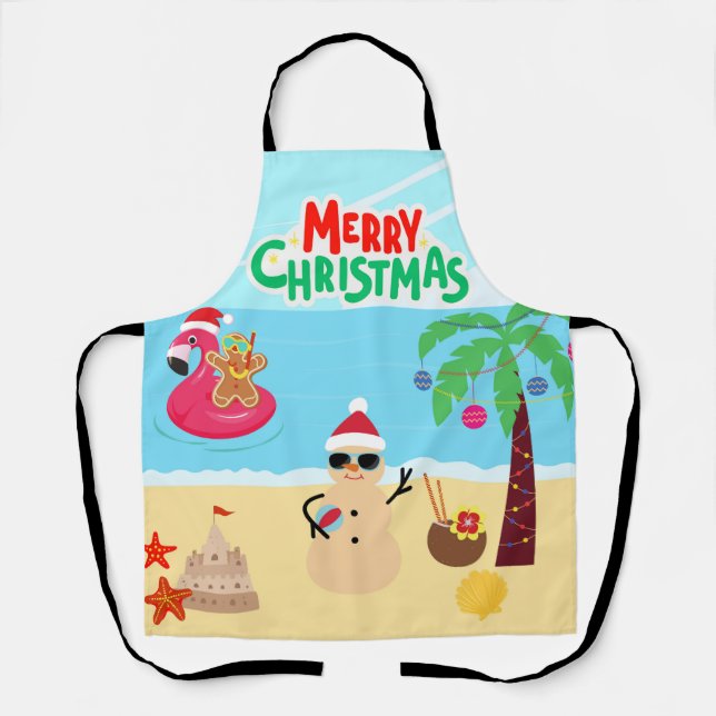 Weihnachtsszene am Strand Schürze (Vorderseite)
