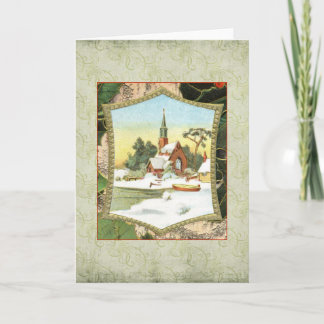 Weihnachtsszene im Vintage-Stil Feiertagskarte