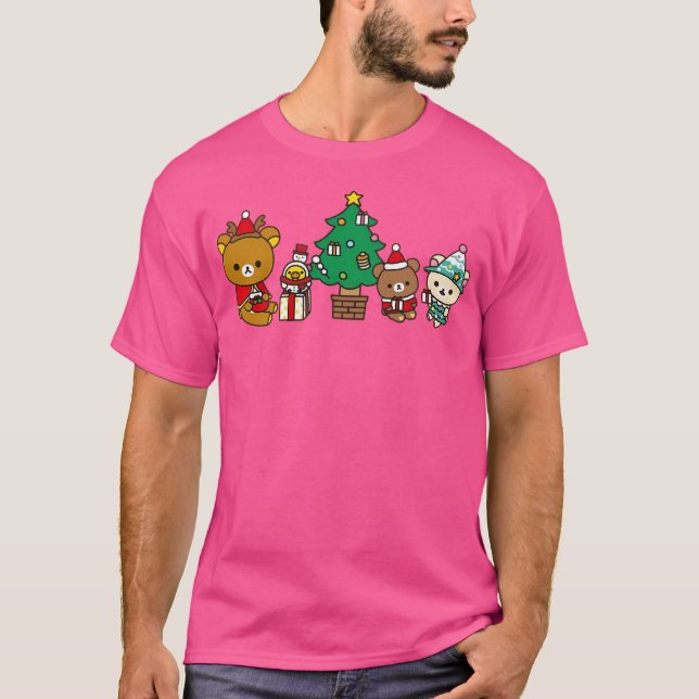 Weihnachtsszene Inspiriert Rilakuma Graphic T-Shirt (Vorderseite)