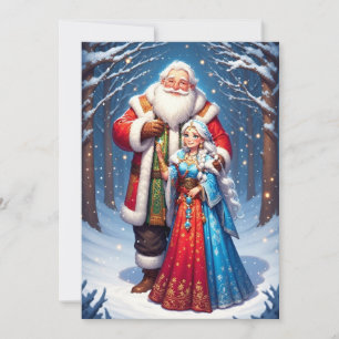 Weihnachtsszene mit dem Weihnachtsmann und der Sch Karte