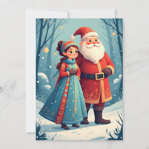 Weihnachtsszene mit dem Weihnachtsmann und der Sch Karte