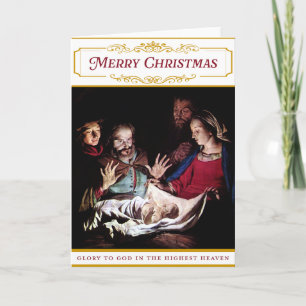 Weihnachtsszene mit religiöser Thematik Karte