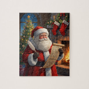 Weihnachtsszene mit Santa Claus am Kamin Puzzle