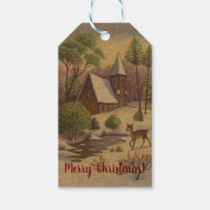 Weihnachtsszene, Schneelandschaft mit Hirsch Geschenkanhänger