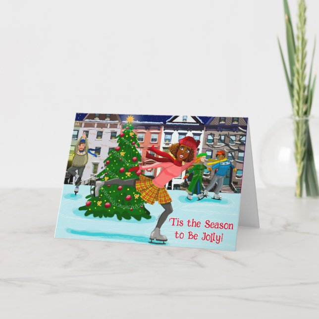 Weihnachtsszene (Skaten) Faltkarte Karte (Vorderseite)