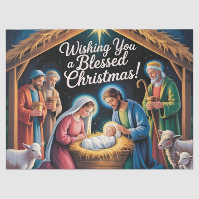 Weihnachtsszene Weihnachtsgrüße Seidenpapier (Vorderseite)