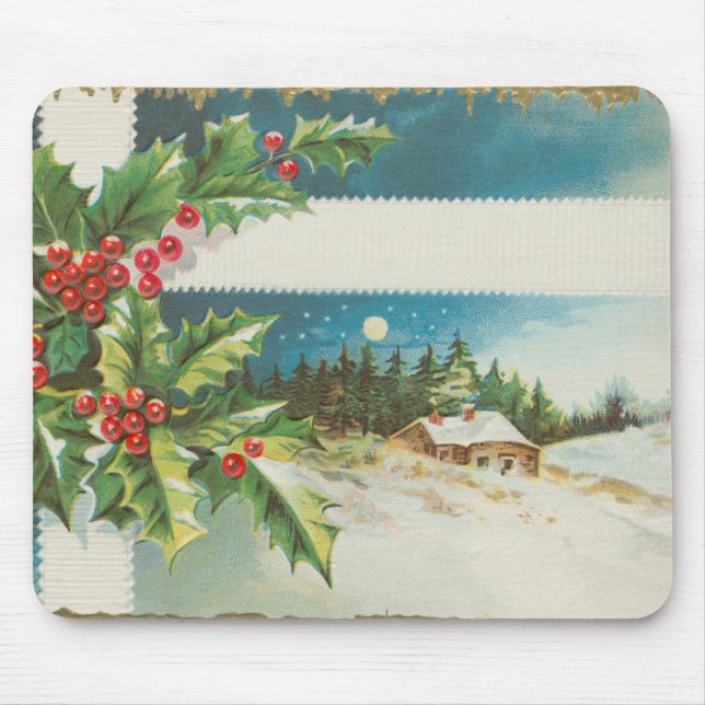 Weihnachtsszene Winterkunst Mousepad (Vorne)
