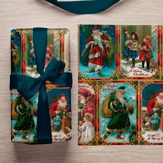 Weihnachtsszenen in goldene Gotische Grenzen Geschenkpapier