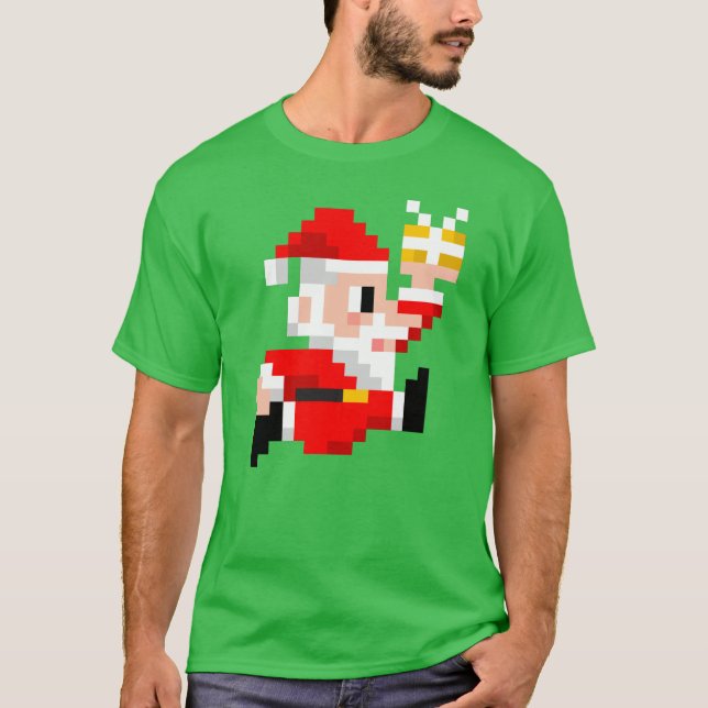 WeihnachtsT - Shirt: 8-Bitweihnachtsmann T-Shirt (Vorderseite)