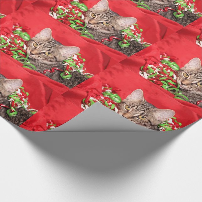 Weihnachtstabby-Miezekatzekatze Geschenkpapier (Ecke)