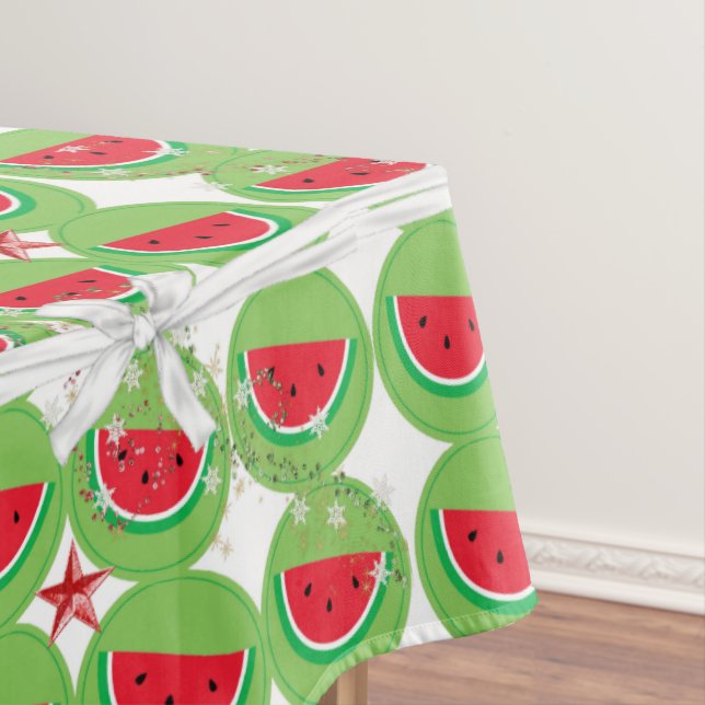 Weihnachtstablett, Watermelon Weißer Bow Tischdecke (Beispiel)