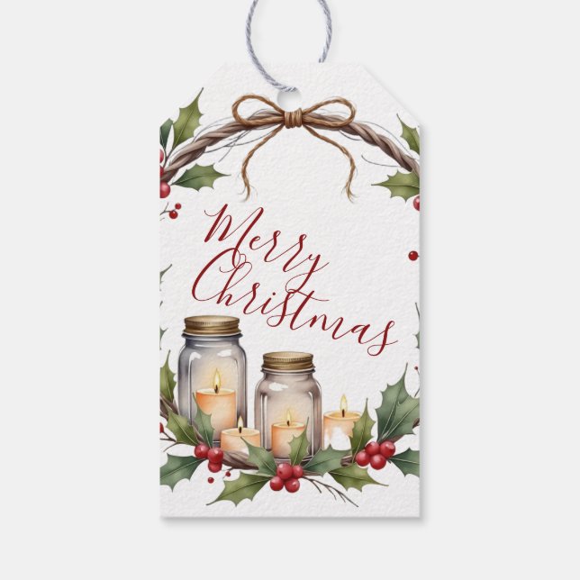 Weihnachtstag mit Mason Jar Kerzen  Geschenkanhänger (Rückseite)