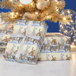 Weihnachtstanzende Waldtiere von Molly Brett Geschenkpapier