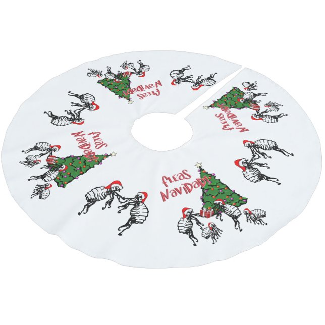 Weihnachtstanzflöhe Navidad Polyester Weihnachtsbaumdecke (Schrägansicht)