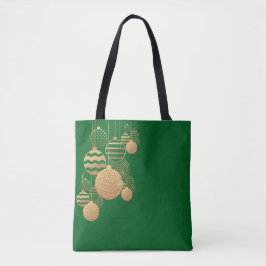 Weihnachtstasche mit Christbaumkugeln - grüner Hin