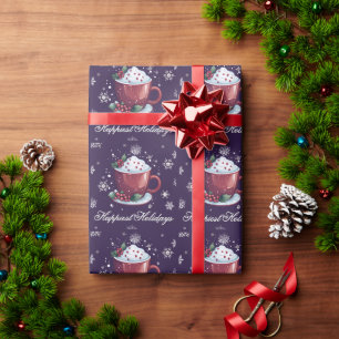 Weihnachtstasse heiße Schokolade Lila Geschenkpapier