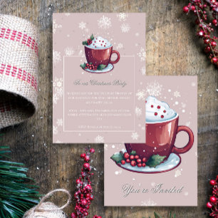 Weihnachtstasse Heiße Schokolade Party Blush Rosa Einladung