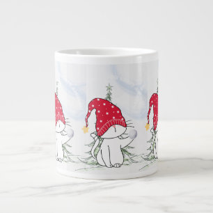 Weihnachtstasse katze mit Schneeball  Jumbo-Tasse